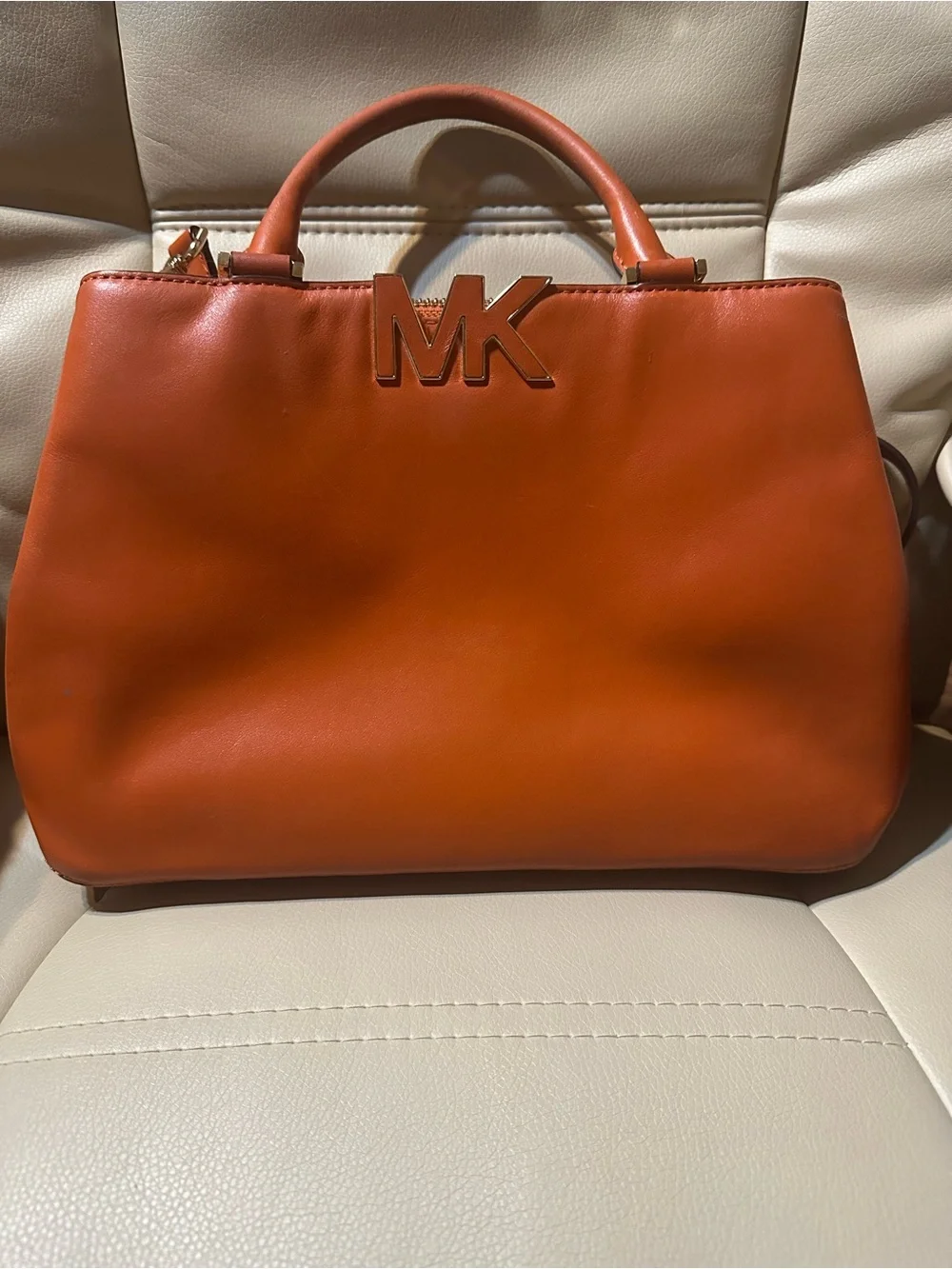 Michael Kors Orange Leather Top-Handle Satchel